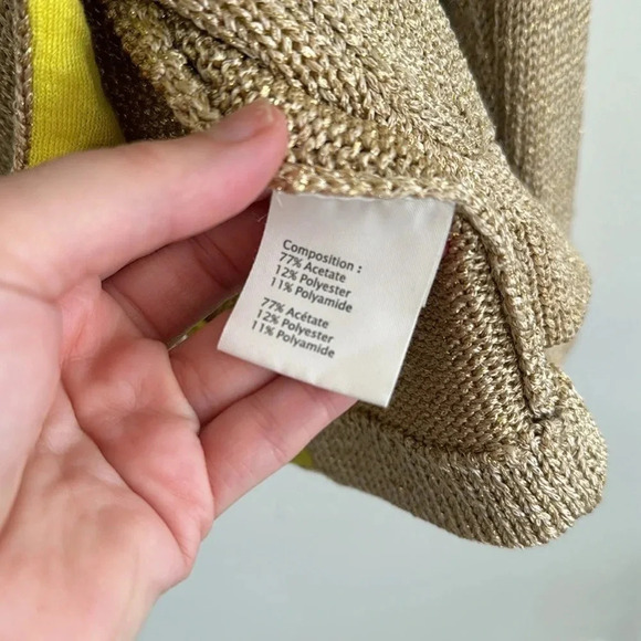 3.1 Phillip Lim gold yellow shimmer metallic long sleeve blazer sweater cardigan - Picture 6 of 6